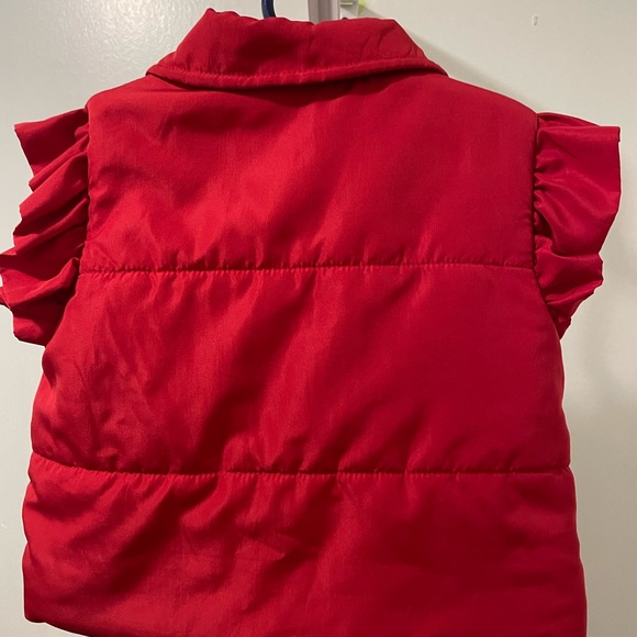 Bonnie Jean Girls' Red Puffer vest with ruffle sleeve size 3T - Picture 4 of 5